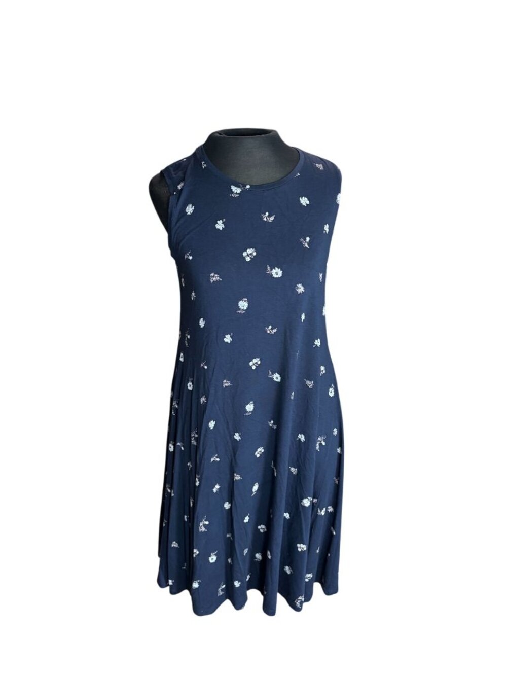 Style & Co Womens Sleeveless Navy Floral Pattern Dress Medium